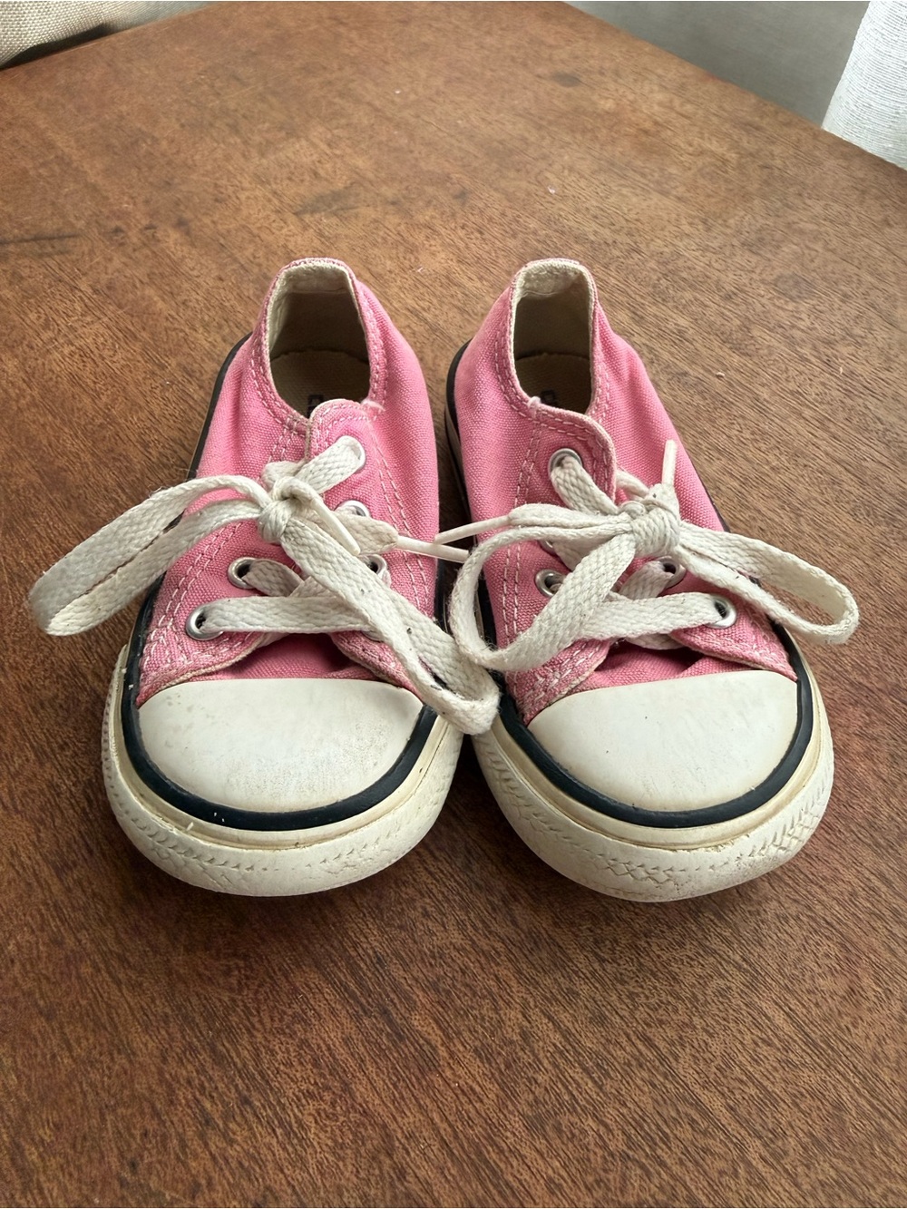 Converse Kids Pink Canvas Lace-Up Sneakers with White Toe Caps